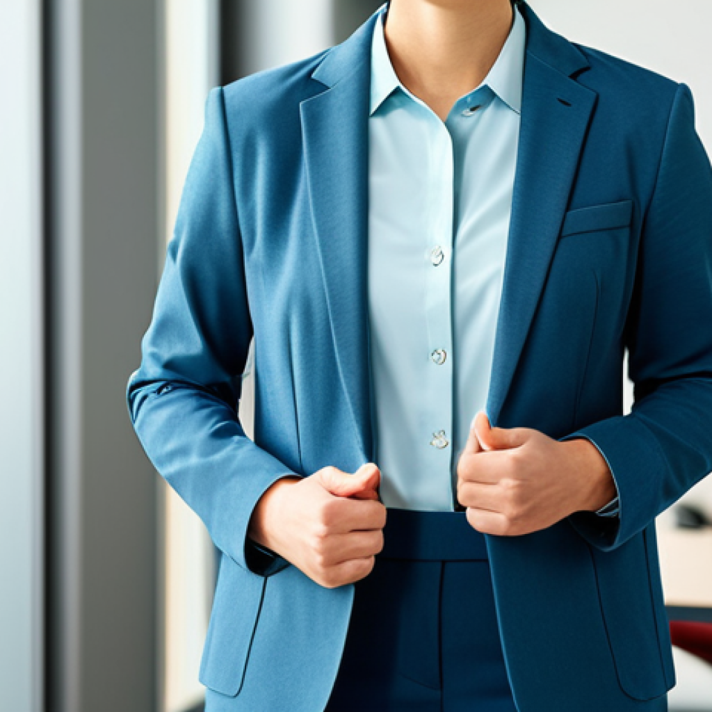 A professional adult, gender-neutral, dressed in a modest business casual outfit, taking a confident step forward in a brightly lit, modern therapy office. The individual has a serene and hopeful expression, conveying a sense of new beginnings and clarity. The background features clean lines and soft, inviting colors. The image should reflect professional photography, high-resolution detail, perfect anatomy, correct proportions, well-formed hands, proper finger count, and natural body proportions. This is safe for work, appropriate content, fully clothed, and professional dress.