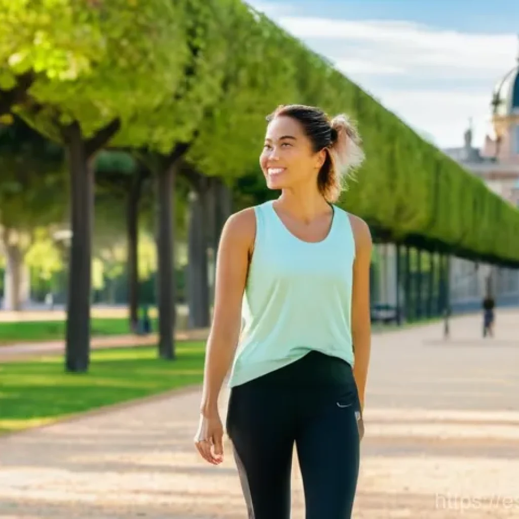 우울증 완화 생활 습관 - **Conscious Movement in a Spanish Park**
A serene image of a woman in her late 20s, with a gentl...