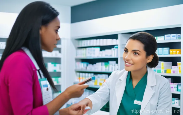 조울증 약물 비용 비교 - **Image Prompt 1: Pharmacist and Patient Discussion**
    A brightly lit, modern pharmacy interior. ...
