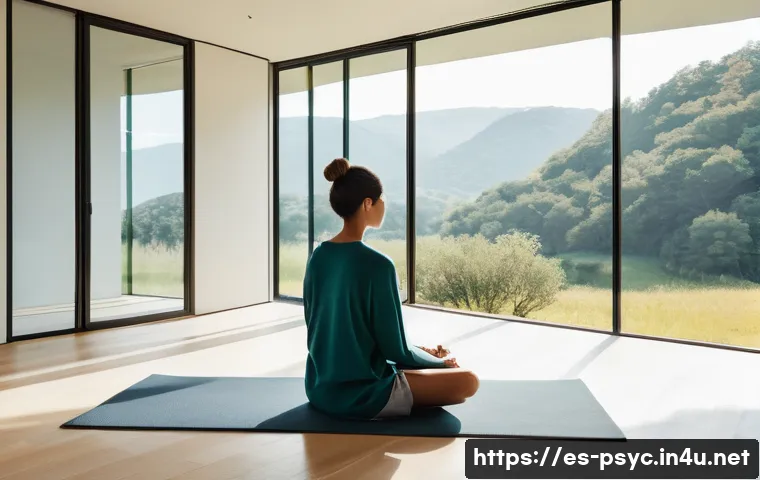 정신과 상담 효과 비교 - **Prompt:** "A serene, diverse individual sits in a brightly lit, minimalist room with large windows...